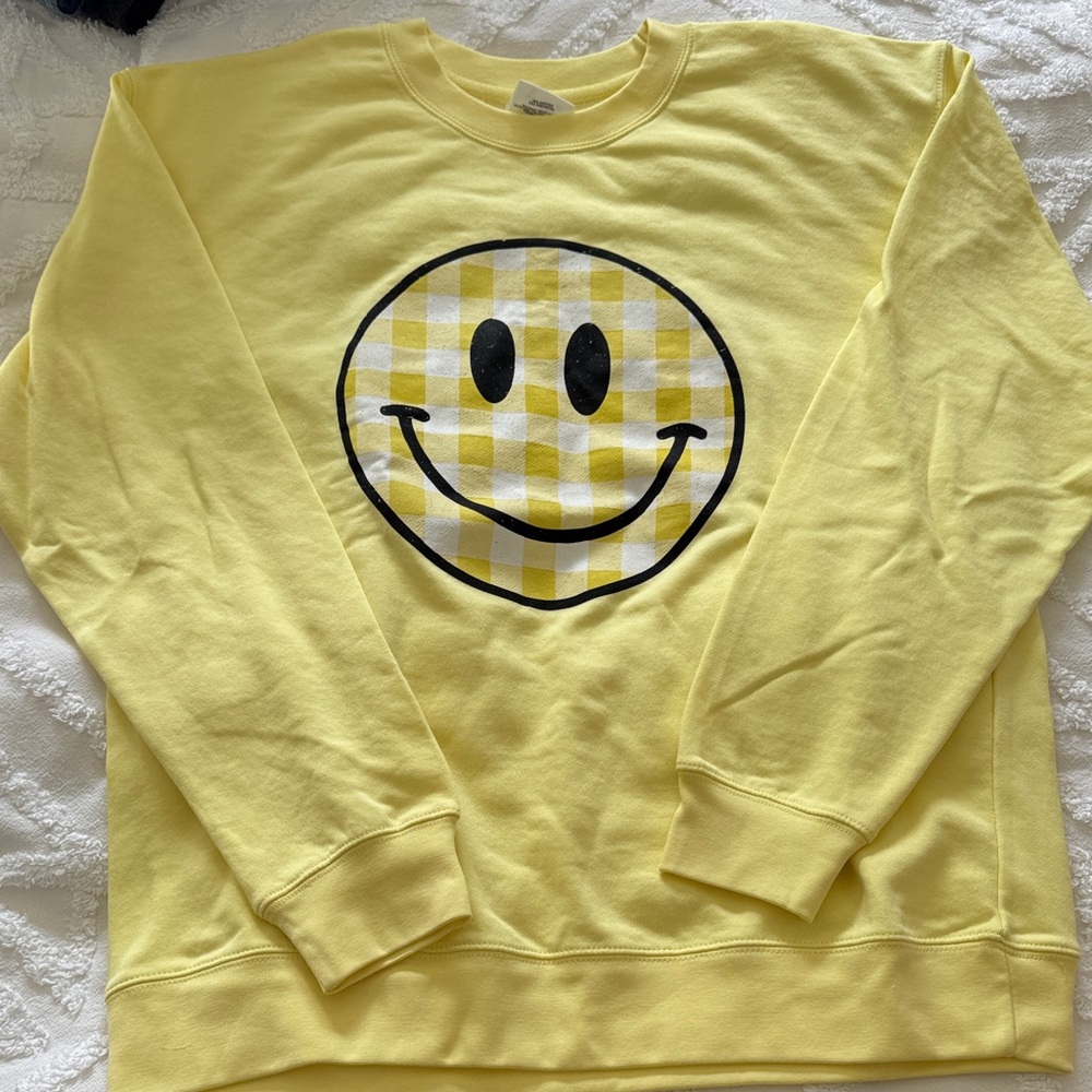 Living Fully Yellow Smiley Face Sweatshirt